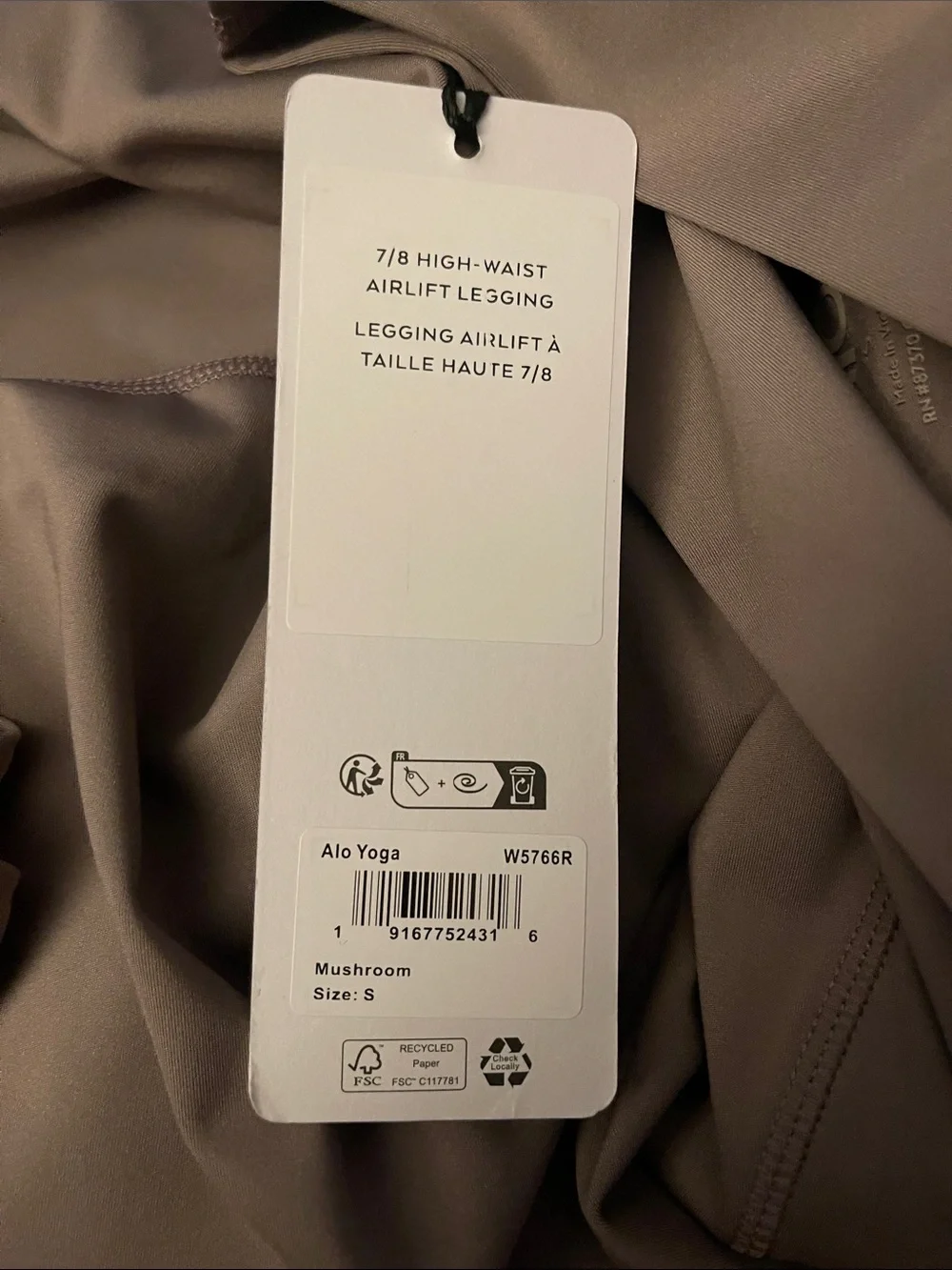 ALO Yoga Airlift 7/8 High-Rise Leggings Mushroom Size Small NWT‼️